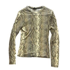 AFRM Shirt Womens Large Snakes Skin Animal Print Spandex Stretch Pullover Ladies
